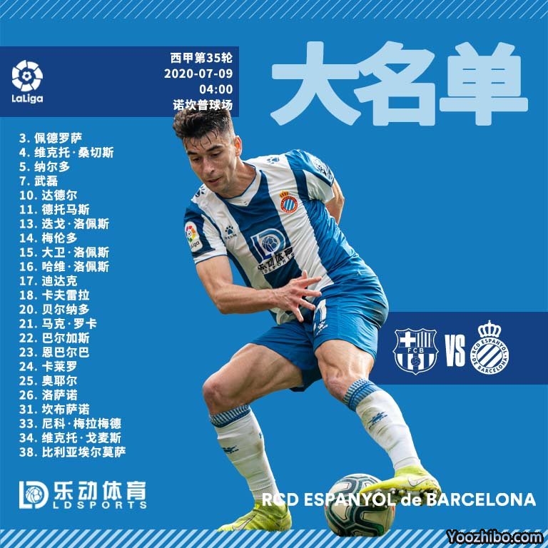 西班牙人vs<a href=/zuq/barcelona/ target=_blank class=infotextkey>巴萨</a>大名单
